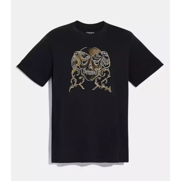 RARE Coach New York Chelsea T Shirt Skull Tattoo Print Men's Small HTF - Picture 1 of 7